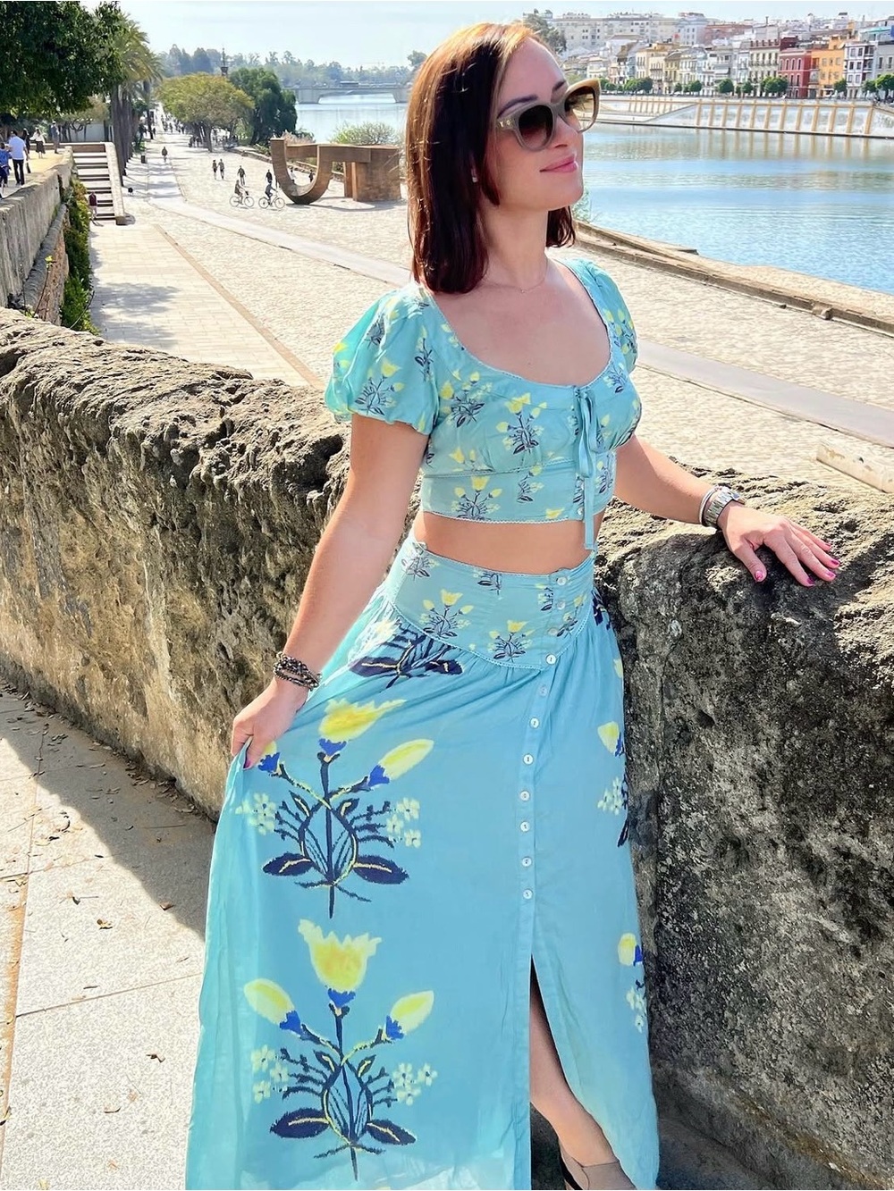 Free People Easy to Love Cropped top and Skirt Set small